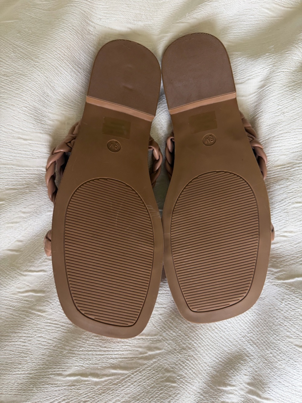 New Sincerely Jules Taupe Braided Square-Toe Sandals Size 9 - Picture 2 of 2